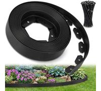 Ediesi, Bordure Jardin extérieur 10 m Flexible, Bordure de Jardin Plastique résistante 5 mm, délimiteur Gazon allées parterres, Installation Facile avec 30 piquets (Noir, 10 mètres)