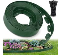 Ediesi, Bordure Jardin extérieur 10 m Flexible, Bordure de Jardin Plastique résistante 5 mm, délimiteur Gazon allées parterres, Installation Facile avec 30 piquets (Vert, 10 mètres)