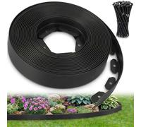 Ediesi, Bordure Jardin extérieur 20 m Flexible, Bordure de Jardin Plastique résistante 5 mm, délimiteur Gazon allées parterres, Installation Facile avec 60 piquets (Noir, 20 mètres)