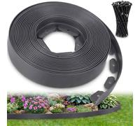 Ediesi, Bordure Jardin extérieur 20 m Flexible, Bordure de Jardin Plastique résistante 5 mm, délimiteur Gazon allées parterres, Installation Facile avec 60 piquets (Gris, 20 mètres)