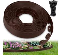Ediesi, Bordure Jardin extérieur 20 m Flexible, Bordure de Jardin Plastique résistante 5 mm, délimiteur Gazon allées parterres, Installation Facile avec 60 piquets (Marron, 20 mètres)