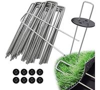 EDIESI, Sardines de Fixation, Sardines Camping, 50 Pcs + 8 Rondelles, en Acier (150x40x3mm), pour Le Jardin, Le Paillis et Le Gazon Artificiel (50 Pièces)