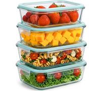 edihome, Boîte Alimentaire Hermétique en Verre, 8, 14 ou 18 pièces, pour aliments hermétiques, Résistant au lave-vaisselle, Rangement Cuisine, sans BPA, certifié FDA (4 récipients)