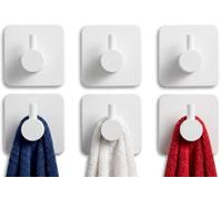 edihome, Crochet Adhésif Mural en Acier Inoxydable, Crochets Adhésifs Muraux Résistants sans Perçage, Design Carré Moderne pour Salle de Bain Cuisine, Noir Blanc Gris, Lot de 4 ou 6 (6un., Blanc)