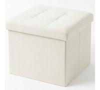Edihome, Pouf Rangement Pliable avec Couvercle en Tissu 38x38x38 cm - Coffre de Rangement, Banc Multifonction, Repose Pied Salon, Coiffeuse (Blanc)