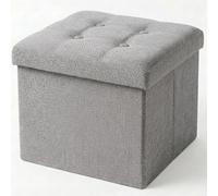 Edihome, Pouf Rangement Pliable avec Couvercle en Tissu 38x38x38 cm - Coffre de Rangement, Banc Multifonction, Repose Pied Salon, Coiffeuse (Gris Clair)