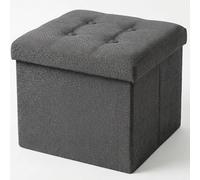 Edihome, Pouf Rangement Pliable avec Couvercle en Tissu 38x38x38 cm - Coffre de Rangement, Banc Multifonction, Repose Pied Salon, Coiffeuse (Gris Foncé)