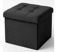 Edihome, Pouf Rangement Pliable avec Couvercle en Tissu 38x38X38 cm - Coffre de Rangement, Banc Multifonction, Repose Pied Salon, Coiffeuse (Noir)