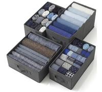 edihome, Rangement Dressing pour Vêtements - Organisateur Placard et Tiroir à Sous-Vêtements, Boîte de Rangement - Chaussettes, Culottes, T-Shirts (Pack 4 - Assortiment - Gris Foncé)