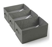 edihome, Rangement Dressing pour Vêtements - Organisateur Placard et Tiroir à Sous-Vêtements, Boîte de Rangement - Chaussettes, Culottes, T-Shirts (Pack 3 - Sans Compartiments - Gris Foncé)