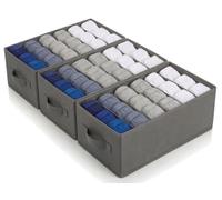 edihome, Rangement Dressing pour Vêtements - Organisateur Placard et Tiroir à Sous-Vêtements, Boîte de Rangement - Chaussettes, Culottes, T-Shirts (Pack 3-6 Compartiments - Gris Foncé)