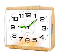 Edillas Réveil Matin Analogique Silencieux sans Tic-Tac (Aspect bois clair) | Grand Cadran,Veilleuse,Fonction Répétition,Fonctionne À Piles,Alarme À Volume Progressif,Adapté Aux Seniors Et Gros Dormeurs