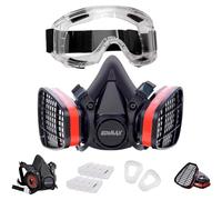 EDIMAX, Masque à gaz, Masque de Peinture, avec Lunettes + 8 Filtres de Remplacement, Masque Respiratoire, Réutilisable, Anti-poussière, Fumigation, Protection et Sécurité