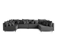 Best mobilier Canapé modulable panoramique Edinburg 6 places en velours côtelé Gris foncé