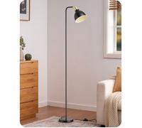 EDISHINE Lampadaire Industriel, Lampe sur Pied Rétro avec abat-jour en métal, tête réglable, ampoule E27 LED incluse, noir