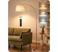 EDISHINE Lampadaire Salon, Hauteur Réglable, LED Dimmable, Brun | Lampadaire Arc, Tête Rotative, Structure Métal Réglable 143-176 cm, Télécommande Magnétique, LED E27