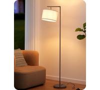 EDISHINE Lampadaire Salon, LED 2700 K Incluse, Abat-Jour Lin, Brun Rouge | Lampadaire Arc avec Abat-Jour Réglable, Douille E27, Interrupteur au Pied, pour Chambre, Chambre d'Enfant, Bureau, 160 cm