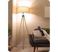 EDISHINE Lampadaire Salon, Trépied en Bois, LED Dimmable, Boho