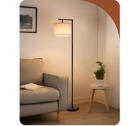 EDISHINE Lampadaire sur pied salon, lampe à arc avec abat-jour rotatif en lin, interrupteur à pied, ampoule E27 2700K fournie, noir