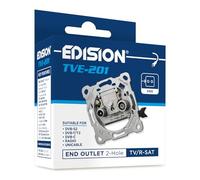 EDISION Prise Satellite TV Universelle TVE-201, Prise terminale TV/R-Sat encastré 2 connecteurs, Convient pour Sat DVB-S2, Unicable, TNT DVB-T/T2, DVB-C, Radio, FM, Dab+, Passe DC, 2 Sorties