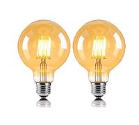 Edison Vintage Ampoule LED E27 Ampoule Globe Ampoule G95 6W Blanc Chaud 2700K équivalente 60W Ampoule Halogène Ampoule Filament Verre Ambre Idéal pour éclairage Nostalgique et Rétro (Lot de 2)