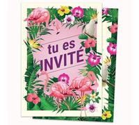 Edition Colibri 10 invitations en Français ALOHA Fête avec Flamant Rose: lot de 10 cartes d'invitation pour un anniversaire de filles ou garden-party (11143 FR)