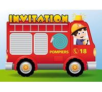 Edition Colibri (10982 FR Lot de 10 Cartes d‘Invitation Camion DE Pompiers en Français pour Un Anniversaire d‘Enfant ou pour Une fête de Pompiers
