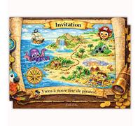 Edition Colibri Carte d'invitation d'anniversaire - Carte au trésor colorée | Lot de 10 cartes plates (A6) - Verso à écrire