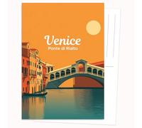 Edition Colibri Carte postale - Illustration graphique de Venise - Lot de 10 cartes plates (A6) - Verso pour écrire