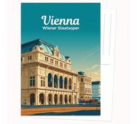 Edition Colibri Carte postale - Illustration graphique Opéra d'État de Vienne - Lot de 10 cartes plates (A6) - Verso pour écrire