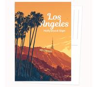 Edition Colibri Carte postale - Motif graphique Los Angeles Hollywood | Lot de 10 cartes plates (A6) - Verso pour écrire