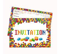 Edition Colibri - Invitations d’anniversaire en français, thème briques de construction - Cartes d’invitation pour fête d’anniversaire, lot de 10 (11073 FR)