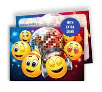 Edition Colibri Invitations de fête Emoji - 10 cartes à remplir pour enfants et adolescents | Invitations d'anniversaire disco avec visages souriants DJ et thème de danse