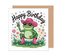 Edition Seidel GQ477 SW025 Carte d'anniversaire carrée de qualité supérieure avec enveloppe Motif grenouille