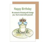 Edition Seidel Premium Carte d'anniversaire avec enveloppe. Carte de vœux Happy Birthday pour homme wohomme fille ami ironic grenouille king (G4208 LBW26)