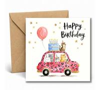 Edition Seidel Premium Carte d'anniversaire carrée avec enveloppe. Carte de vœux Joyeux anniversaire pour hommes femmes enfants chats voiture bonne humeur (GQ693 SW026)