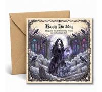 Edition Seidel Premium Carte d'anniversaire carrée avec enveloppe. Carte de vœux Joyeux anniversaire pour femmes amie gothique fantastique sombre élégant (GQ722 SW026)