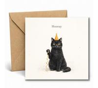 Edition Seidel Premium Carte d'anniversaire carrée avec enveloppe. Carte de vœux Joyeux anniversaire pour hommes femmes ami amie chat élégant drôle (GQ704 SW026)