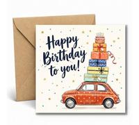 Edition Seidel Premium Carte d'anniversaire carrée avec enveloppe. Carte de vœux Joyeux anniversaire pour hommes femmes amis enfants voiture bonne humeur (GQ687 SW026)