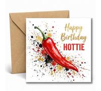 Edition Seidel Premium Carte d'anniversaire carrée avec enveloppe. Carte de vœux Joyeux anniversaire pour hommes femmes partenaire piment épicé humour gourmand (GQ696 SW026)
