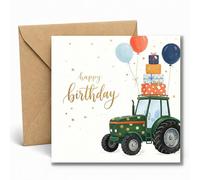 Edition Seidel Premium Carte d'anniversaire carrée avec enveloppe. Carte de vœux Joyeux anniversaire pour hommes garçon fils petit-fils tracteur ballons colorés (GQ685 SW026)