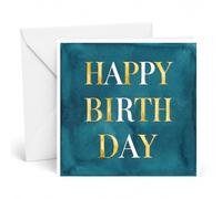 Edition Seidel Premium Carte d'anniversaire carrée avec enveloppe. Carte de vœux Joyeux anniversaire pour hommes femmes famille amis typographie élégante (GQ697 SW026)