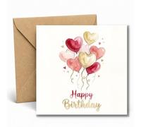 Edition Seidel Premium Carte d'anniversaire carrée avec enveloppe. Carte de vœux Joyeux anniversaire pour femmes amie maman partenaire cœurs ballons (GQ698 SW026)