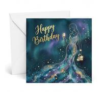 Edition Seidel Premium Carte d'anniversaire carrée avec enveloppe. Carte de vœux Joyeux anniversaire pour femmes amie collègue mode luxe glamour (GQ689 SW026)