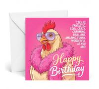 Edition Seidel Premium Carte d'anniversaire carrée avec enveloppe. Carte de vœux Joyeux anniversaire pour femmes amie poule drôle humour pink (GQ728 SW026)