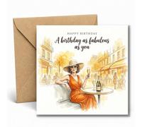Edition Seidel Premium Carte d'anniversaire carrée avec enveloppe. Carte de vœux Joyeux anniversaire pour femmes amie élégant champagne élégant (GQ711 SW026)