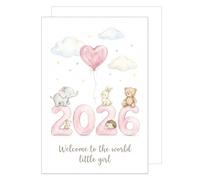 Edition Seidel Premium XXL carte de naissance avec enveloppe. Carte de vœux format DIN A4 avec texte en anglais pour bébé fille bienvenue (34701 A4-E1006)