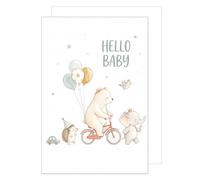 Edition Seidel Premium XXL carte de naissance avec enveloppe. Carte de vœux format DIN A4 avec texte en anglais pour bébé bienvenue hello (34700 A4-E1005)