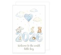 Edition Seidel Premium XXL carte de naissance avec enveloppe. Carte de vœux format DIN A4 avec texte en anglais pour bébé garçon bienvenue (34702 A4-E1007)