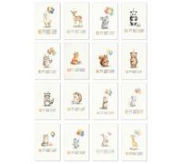 Edition Seidel Set de 16 cartes d'anniversaire avec enveloppe. Carte de vœux Citations Joyeux Homme Femme Enfants (SW026)